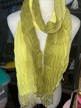 Light Olive Green ombré Crinkle Fringe Scarf - Women Accessories